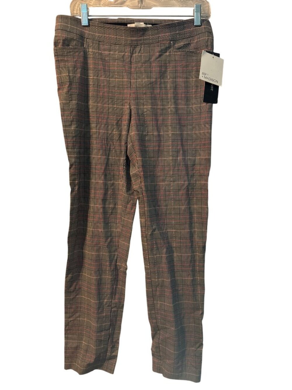 NWT 89th and Madison Slacks Sz M Plaid Trousers
